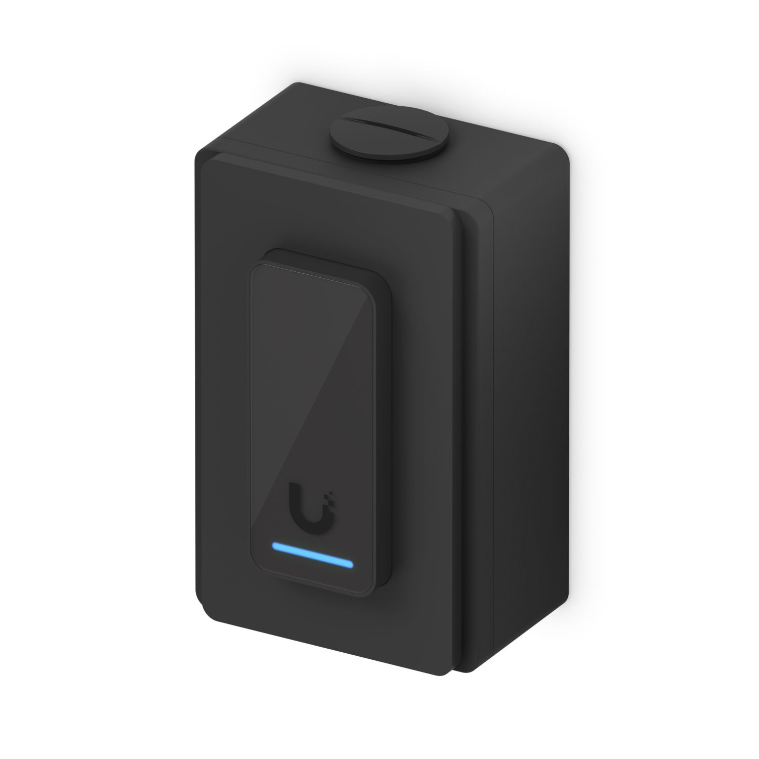De Ubiquiti UniFi Access Reader Junction Box (zwart) in gebruik met daarop een kaartlezer