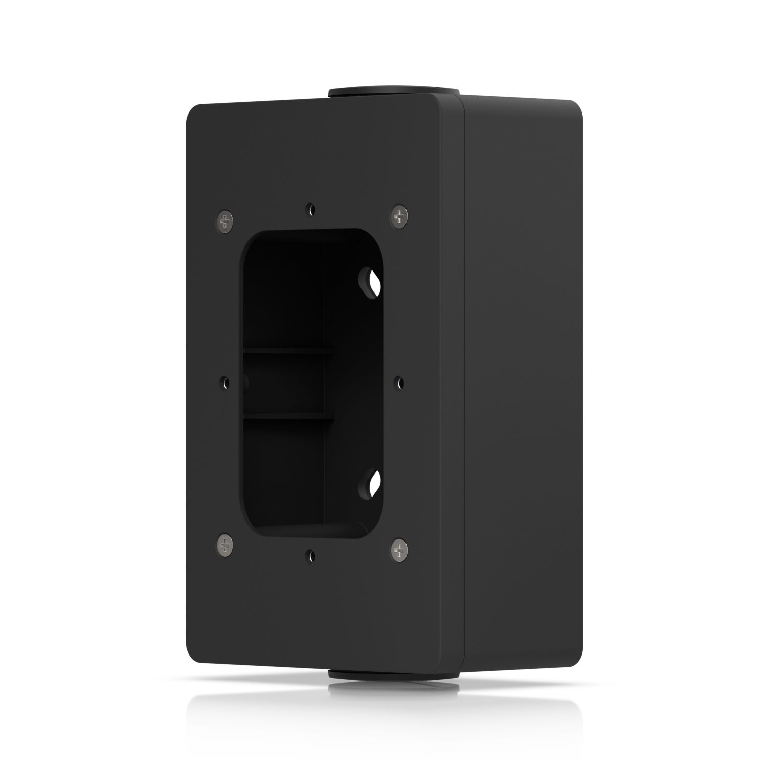 De Ubiquiti UniFi Access Reader Junction Box (zwart) schuin van rechtsvoor
