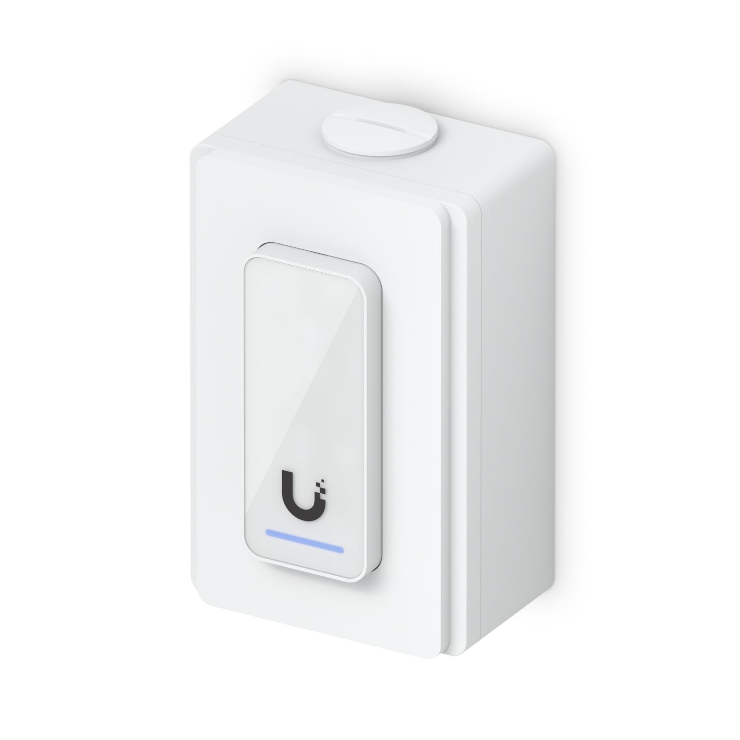 De Ubiquiti UniFi Access Reader Junction Box (wit) in gebruik met daarop een kaartlezer