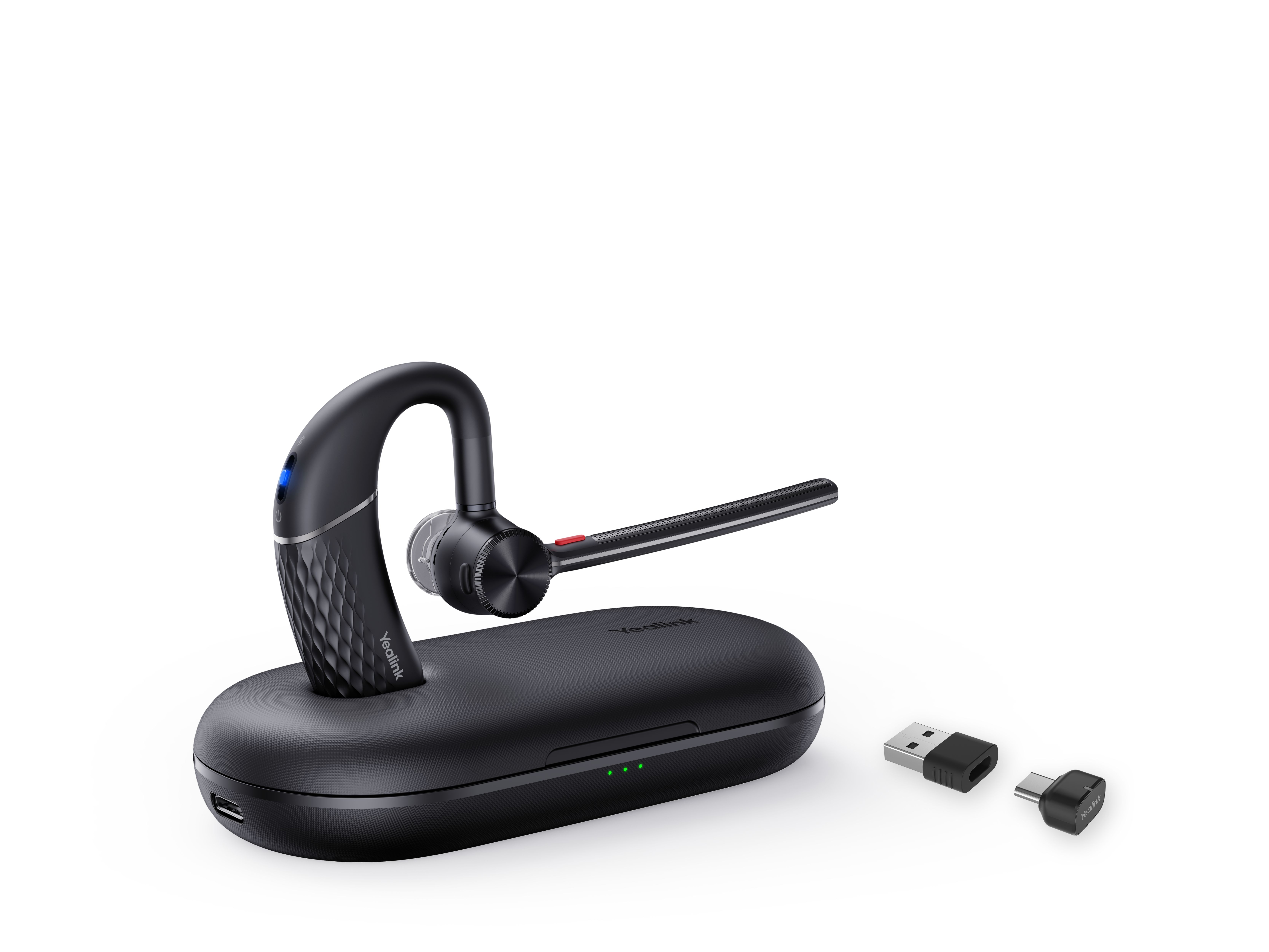 Yealink BH71 Pro USB-C/A Bluetooth mono oorhaak headset met laadcase en Bluetooth dongles