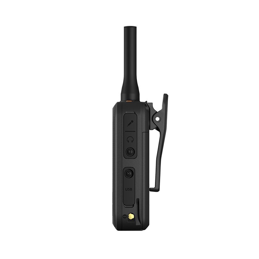 Zijkant Icom IC-U20SR compacte vergunningsvrije portofoon met lader