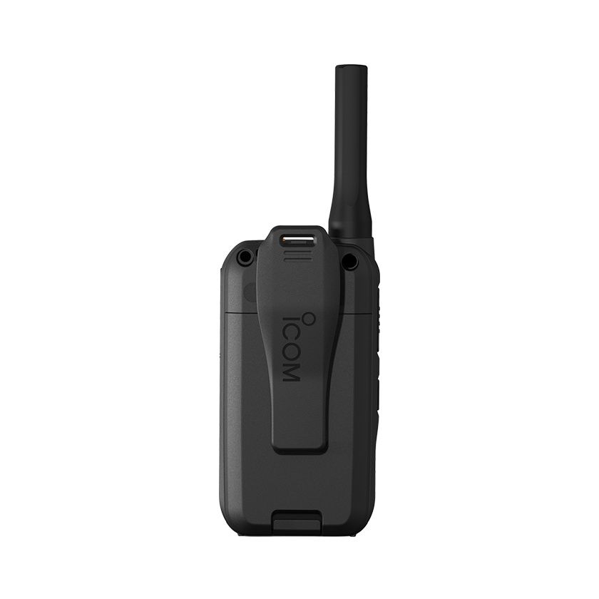 Achterkant Icom IC-U20SR compacte vergunningsvrije portofoon met lader
