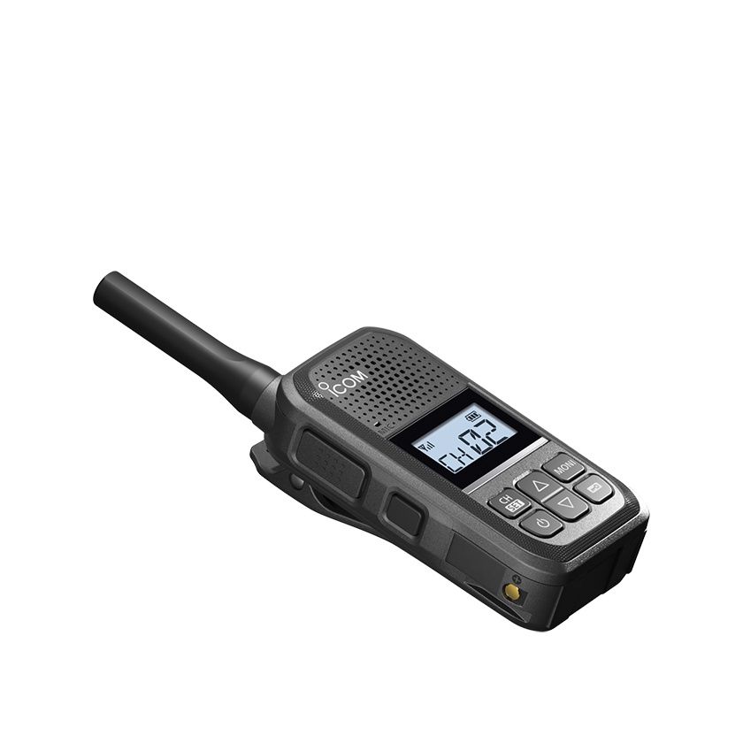 Icom IC-U20SR compacte vergunningsvrije portofoon met lader liggend