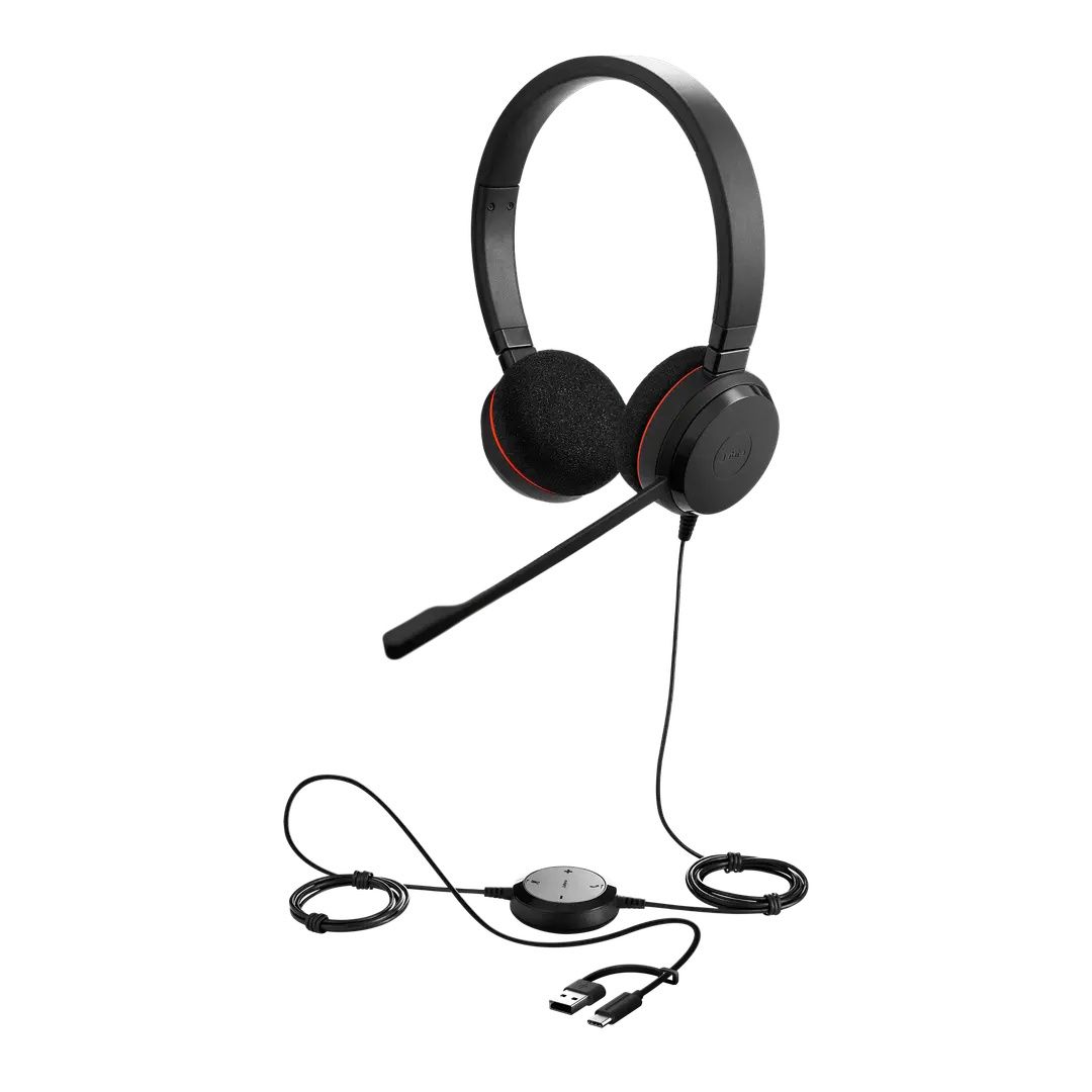 Jabra Evolve 20 MS Stereo USB-C/-A headset met call control unit