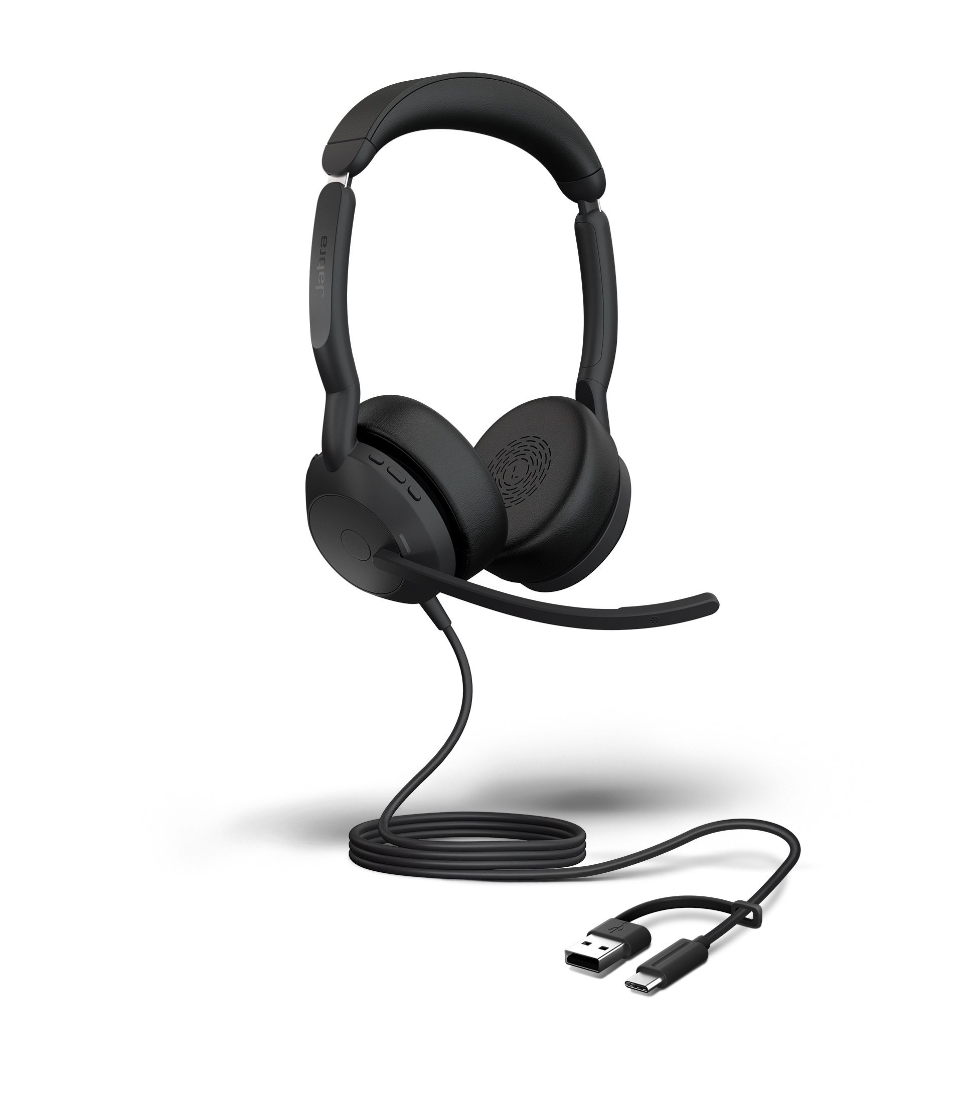 De bekabelde Jabra Evolve2 50 UC Stereo USB-C USB-A headset