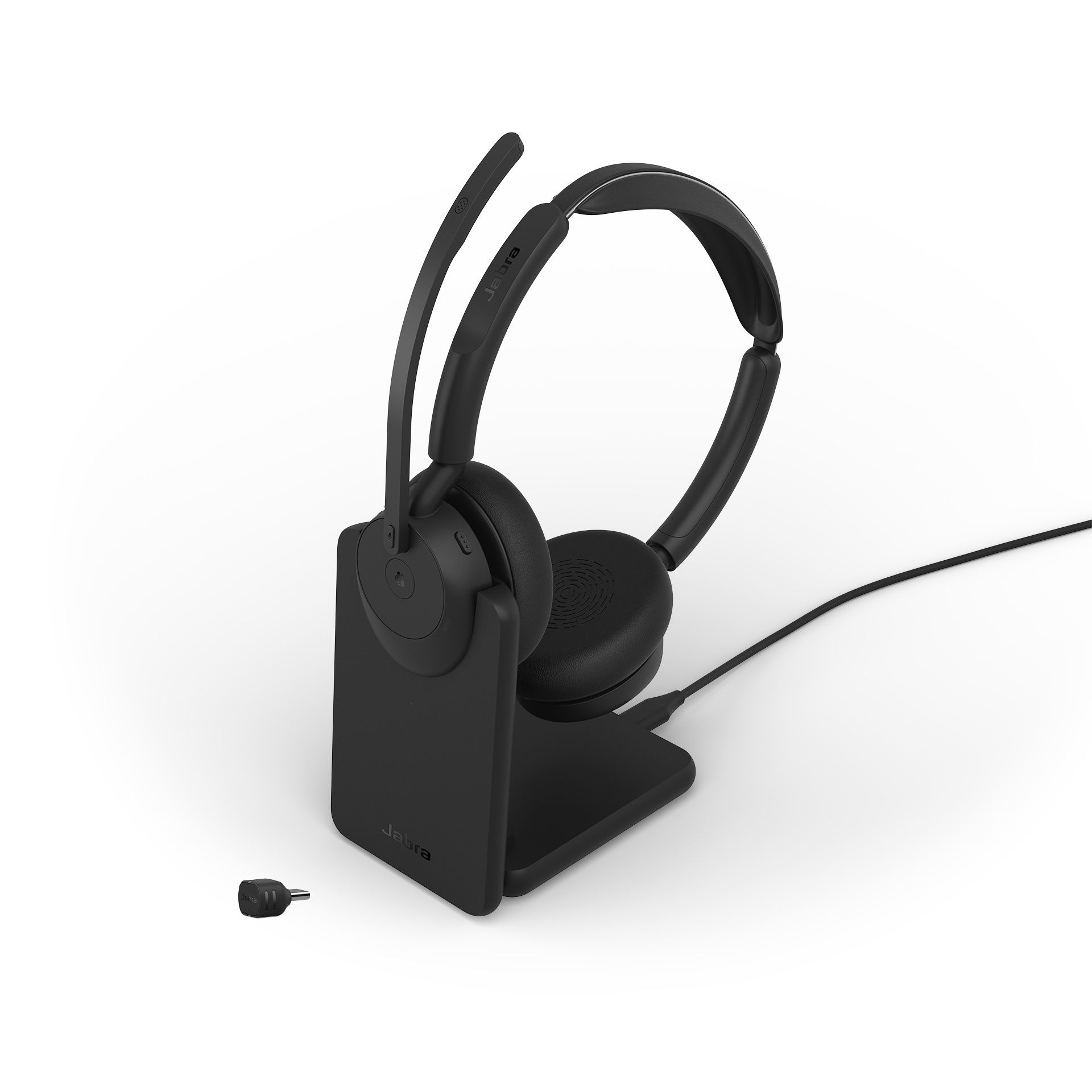 Jabra Evolve3 45 MS Teams stereo Bluetooth headset met USB-C Bluetooth dongle en oplader
