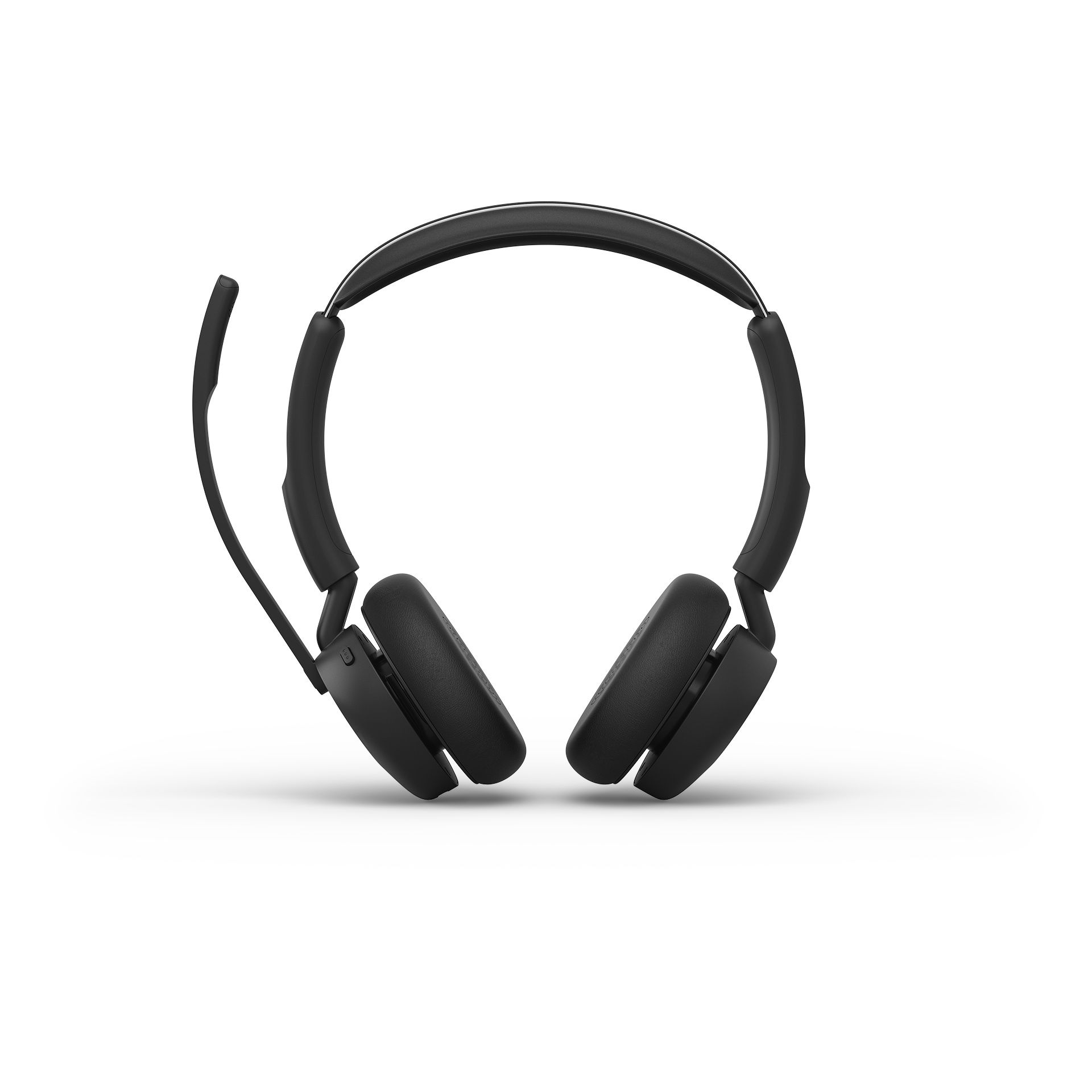 Jabra Evolve3 45 UC stereo Bluetooth headset voorkant met microfoonarm omhoog geklapt