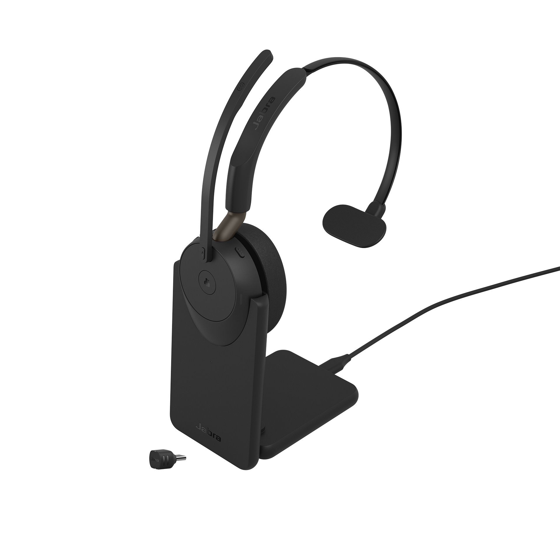 Jabra Evolve3 65 MS Mono Bluetooth headset met USB-C Bluetooth dongle en oplader