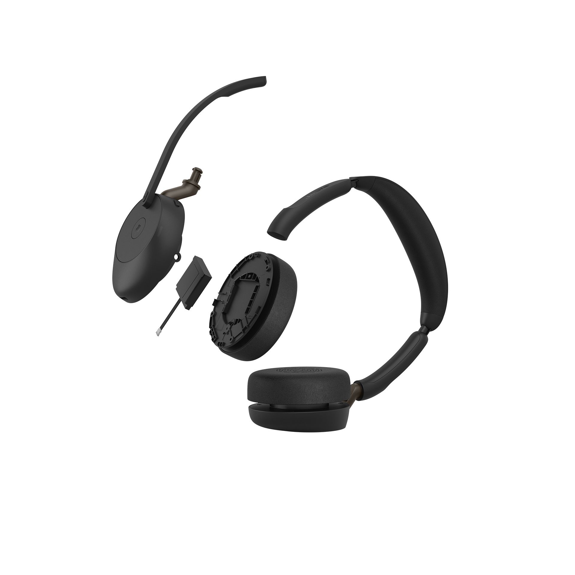 De Jabra Evolve3 65 MS Teams stereo Bluetooth headset heeft een vervangbare batterij