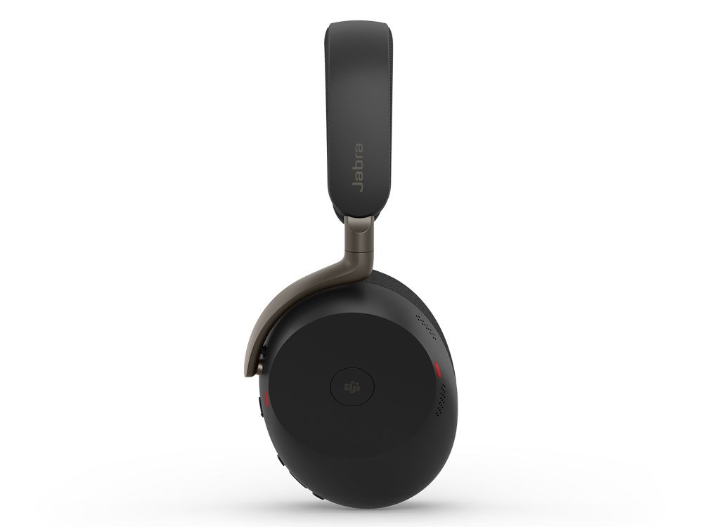 Zijkant van de Jabra Evolve3 85 MS Bluetooth headset met busylight aan