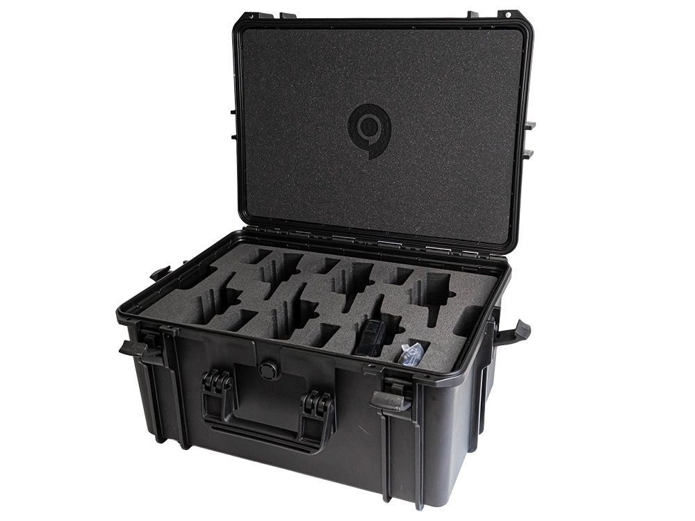 Portofoon koffer met multilader voor zes Motorola XT420 of XT460 portofoons open rechtsvoor met foam zichtbaar