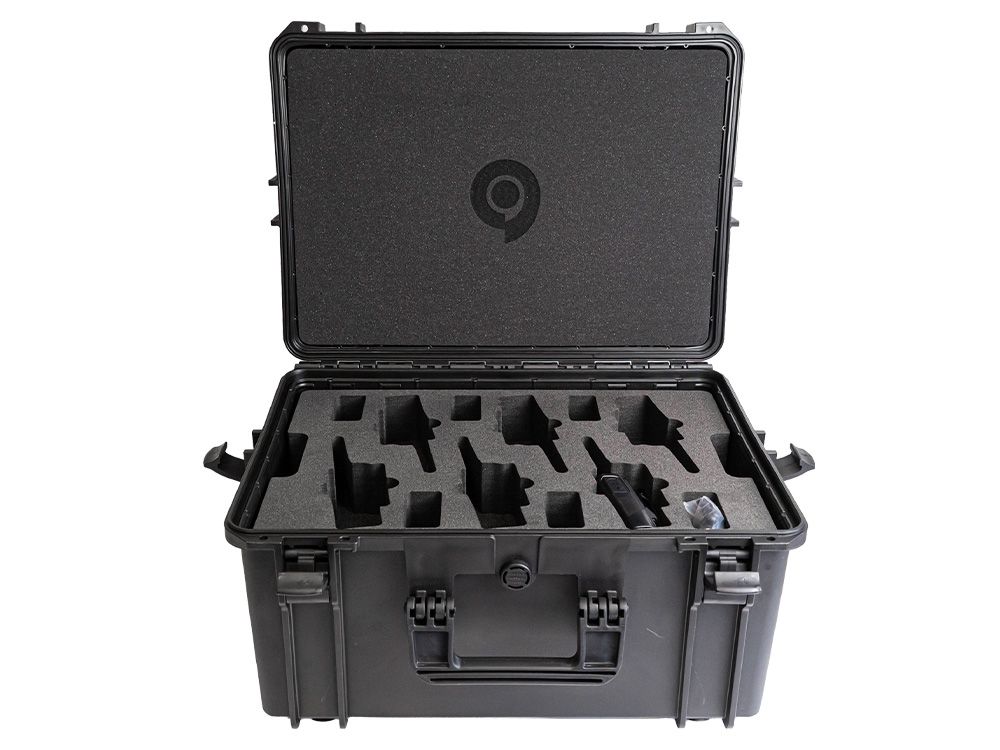 Portofoon koffer met multilader voor zes Motorola XT420 of XT460 portofoons open voorkant met uitsparingen