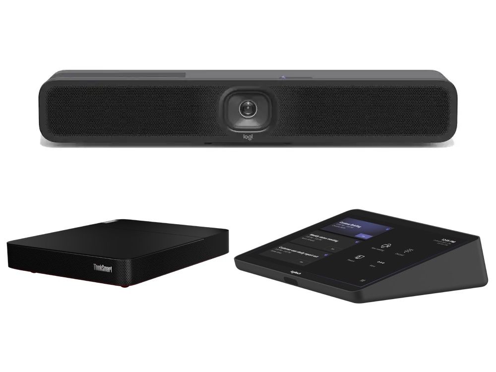 Logitech Microsoft Teams Rooms Oplossing voor Teamruimtes met Logitech Tap touchcontroller en Lenovo ThinkSmart Core pc en Logitech MeetUp 2 videobar