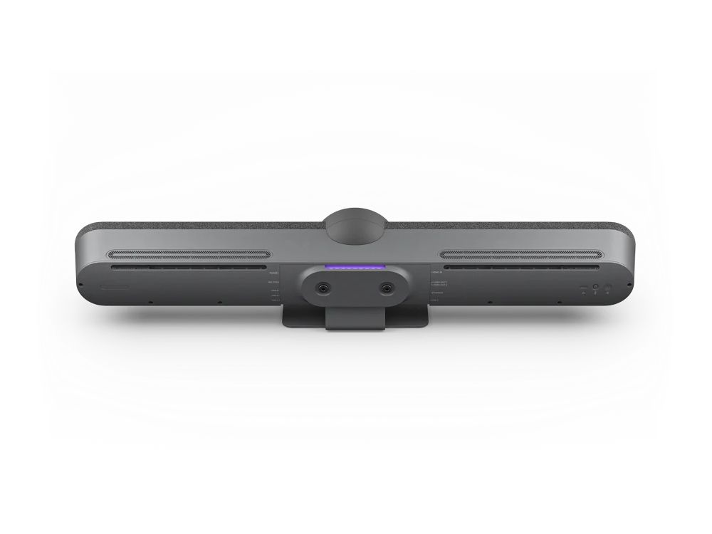 Achterkant van de Logitech Rally Bar alles-in-één videobar voor middelgrote vergaderruimtes