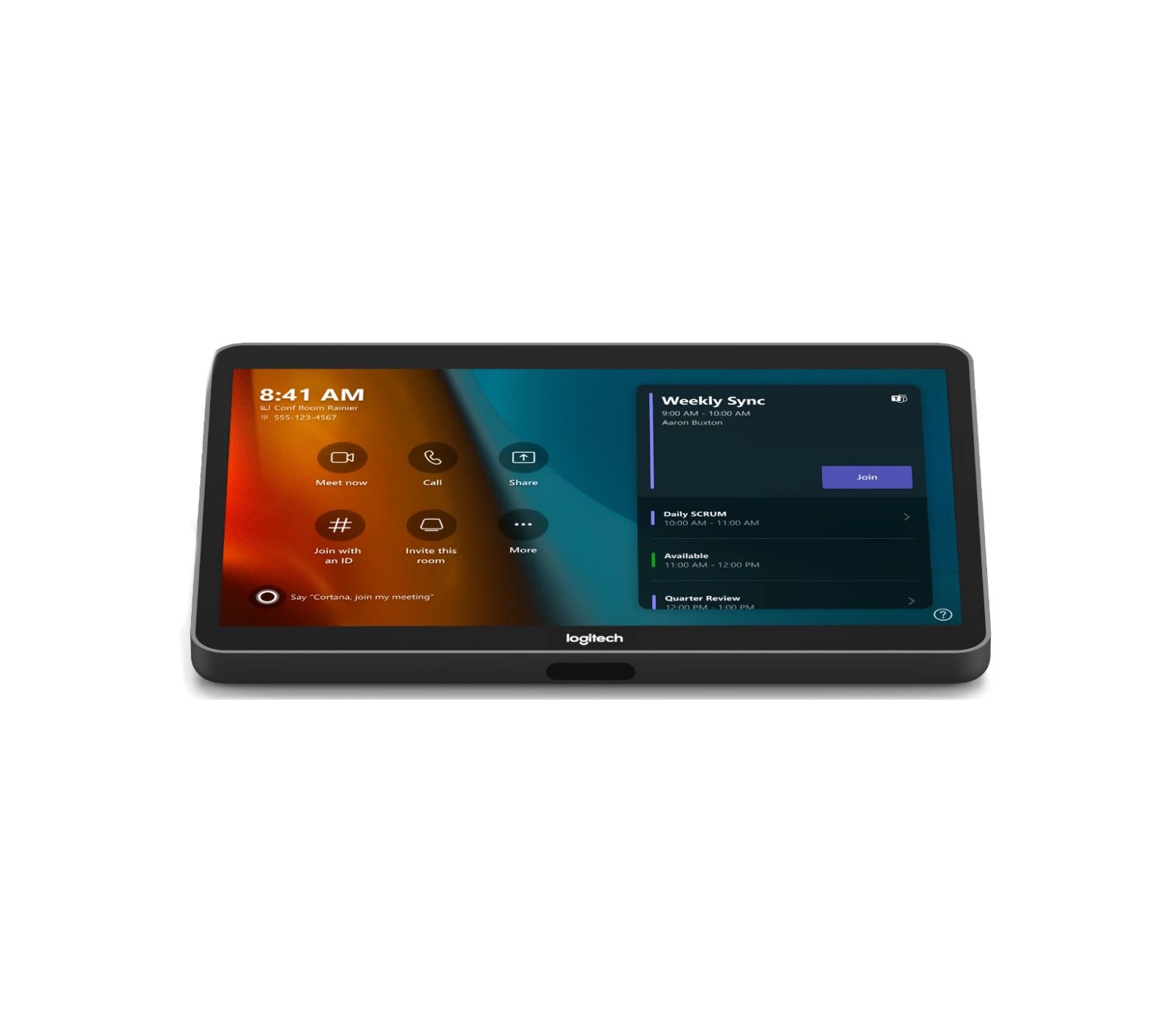 De Logitech Rally Tap touch controller voor Teams Rooms