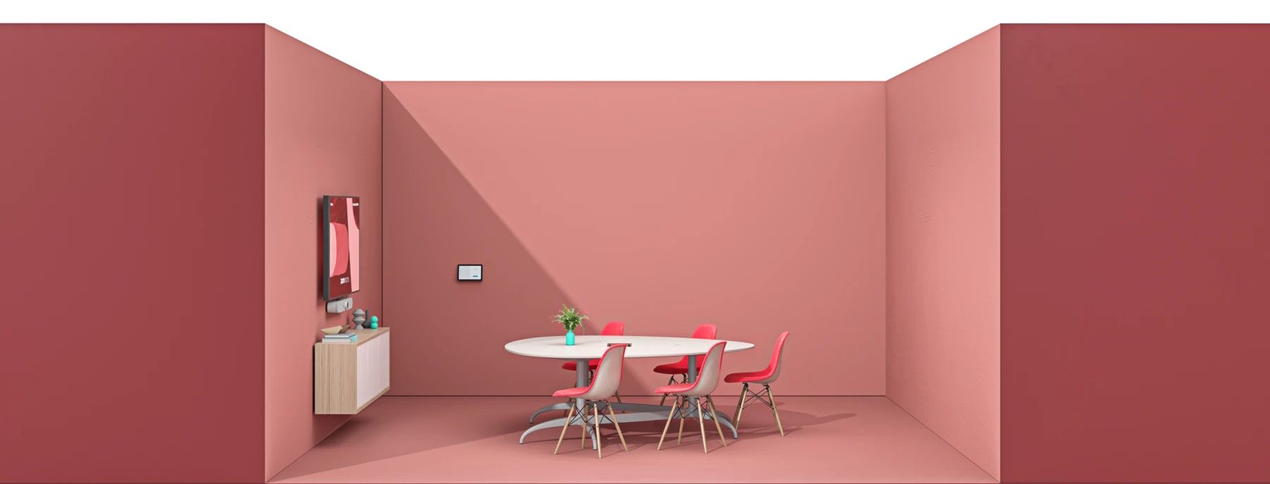 De Logitech Tap Touchcontroller in een huddle room of kleine vergaderruimte