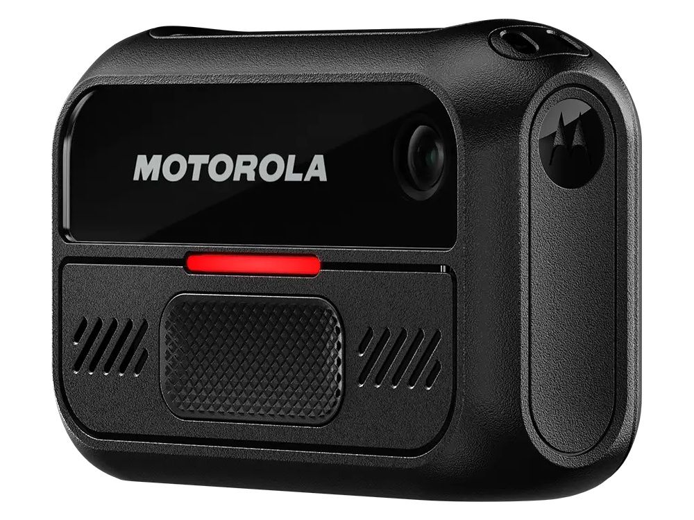 Voorkant en rechter zijkant van de Motorola V200 Bodycam