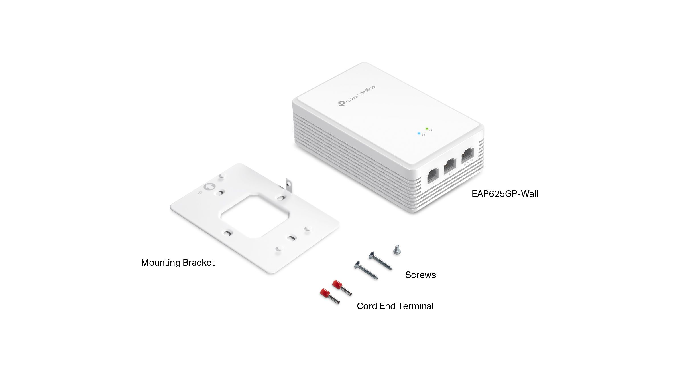 Verpakkingsinhou dvan het Omada by TP-Link EAP625GP-Wall indoor WiFi 6 wall plate GPON access point
