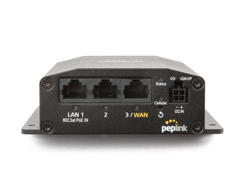 De Peplink MAX BR1 Mini 5G M2M router met WAN poort en LAN poorten