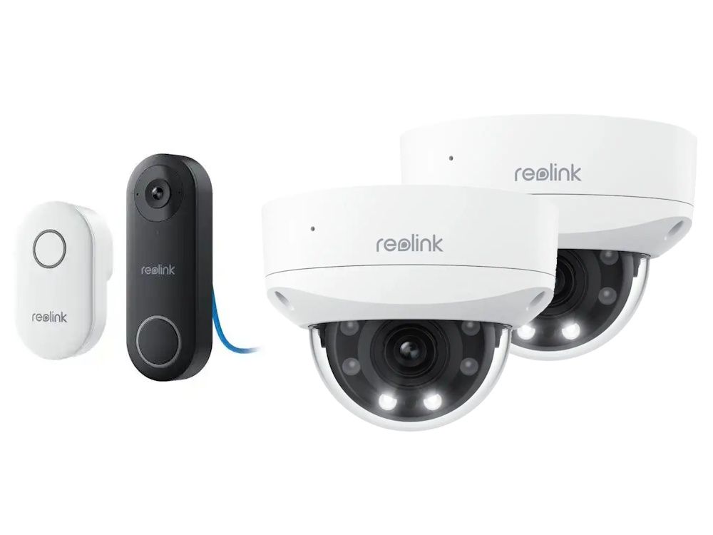 Reolink camerabeveiliging set met Reolink D340P deurbel en 2x Reolink P437 outdoor dome camera