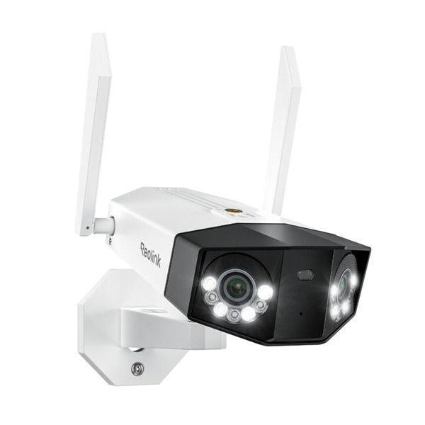 De Reolink Duo 3 WiFi (W750-W) dual-lens 180° 16MP WiFi camera naar rechtsonder gericht
