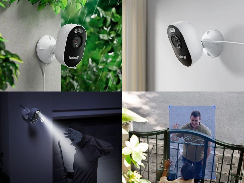 Verschillende indoor en outdoor toepassingen van de Reolink E450-W outdoor 4K WiFi camera met nachtzicht en persoonsdetectie