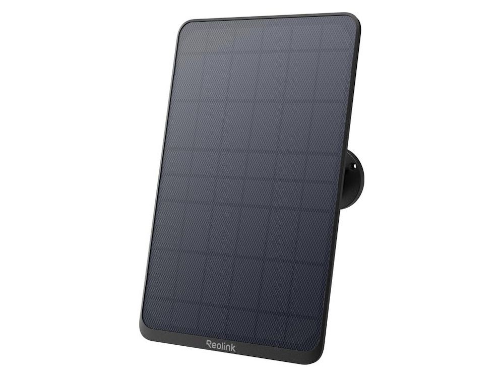 Het Reolink Solar Panel 3 Black 12W zonnepaneel voor Reolink accu camera's schuin van voren