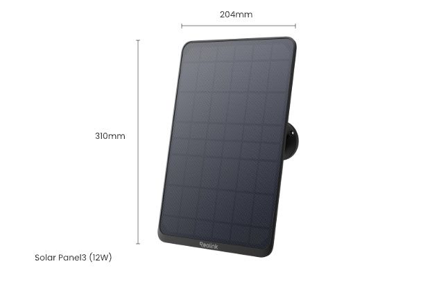 Afmetingen 204 bij 310mm van het Reolink Solar Panel 3 Black 12W zonnepaneel voor Reolink accu camera's