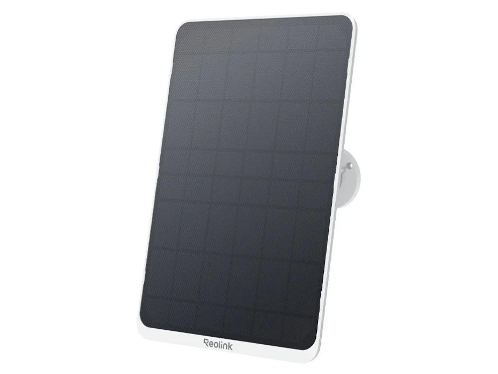 Het Reolink Solar Panel 3 White 12W zonnepaneel voor Reolink accu camera's schuin van voren