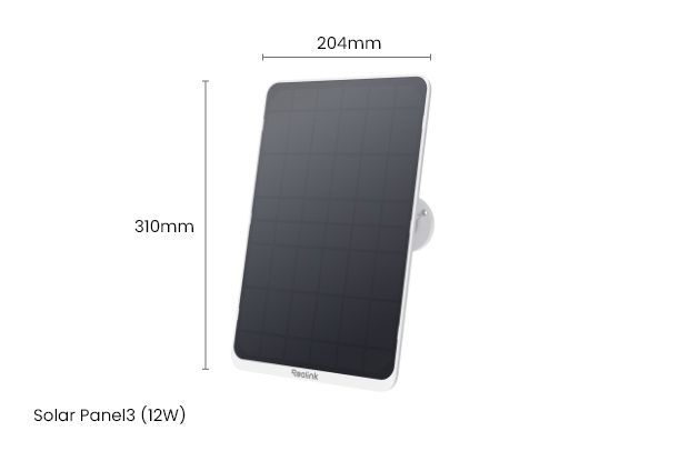 Afmetingen 204 bij 310mm van het Reolink Solar Panel 3 White 12W zonnepaneel voor Reolink accu camera's