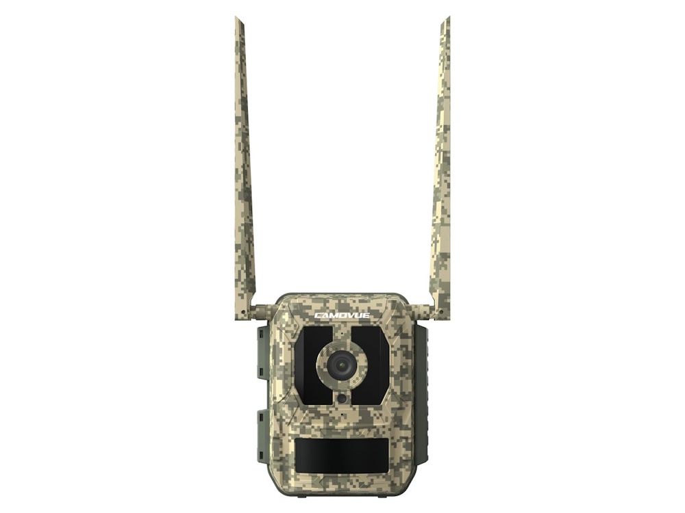 Voorkant van de Reolink S130 wildcamera met camouflageprint