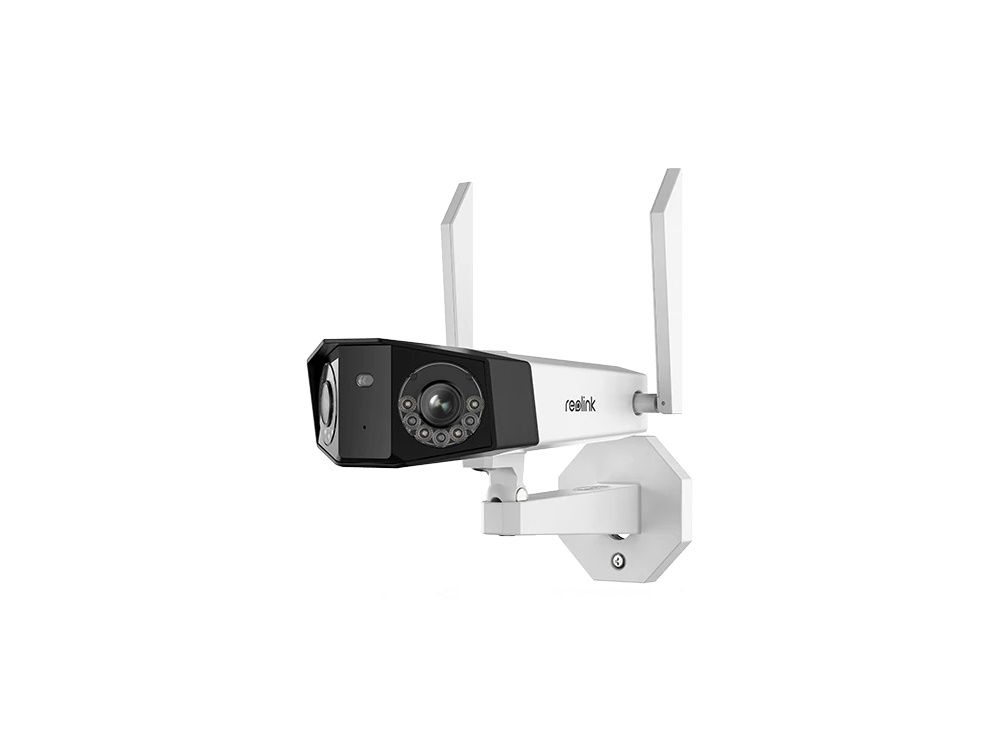 De Reolink W730 WiFi outdoor 4K beveiligingscamera met twee lenzen voor een extra breed gezichtsveld en twee antennes voor WiFi ontvangst