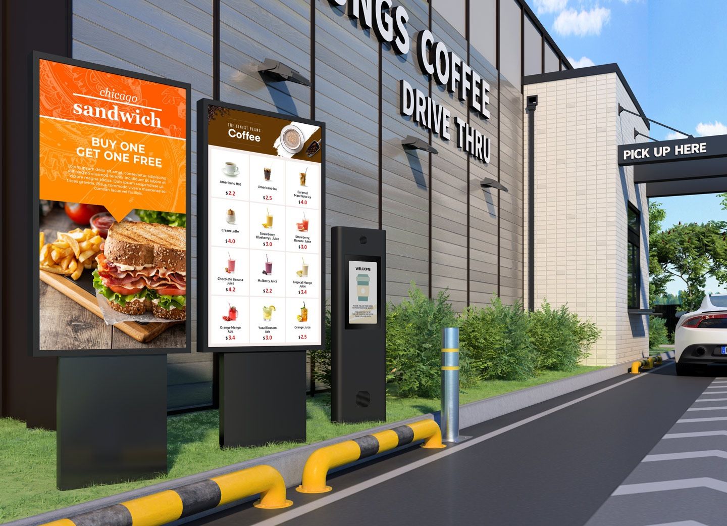 Samsung OH55A-S 55" Outdoor Full HD High Brightness Display voor digital signage en menukaarten bij een drive thru van een fastfoodketen