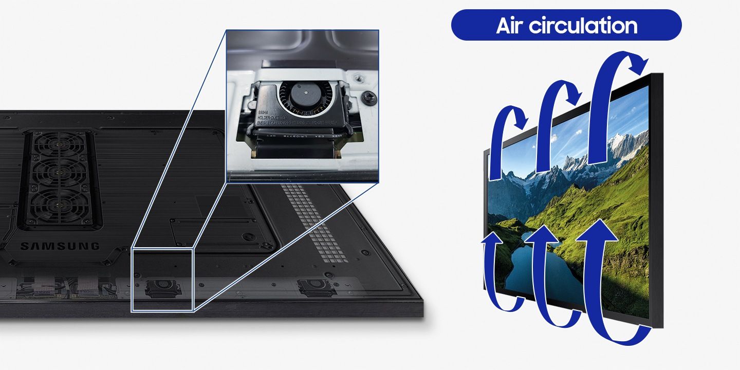 Het Samsung OH55A-S 55" Outdoor Full HD High Brightness Display is voorzien van luchtcirculatie