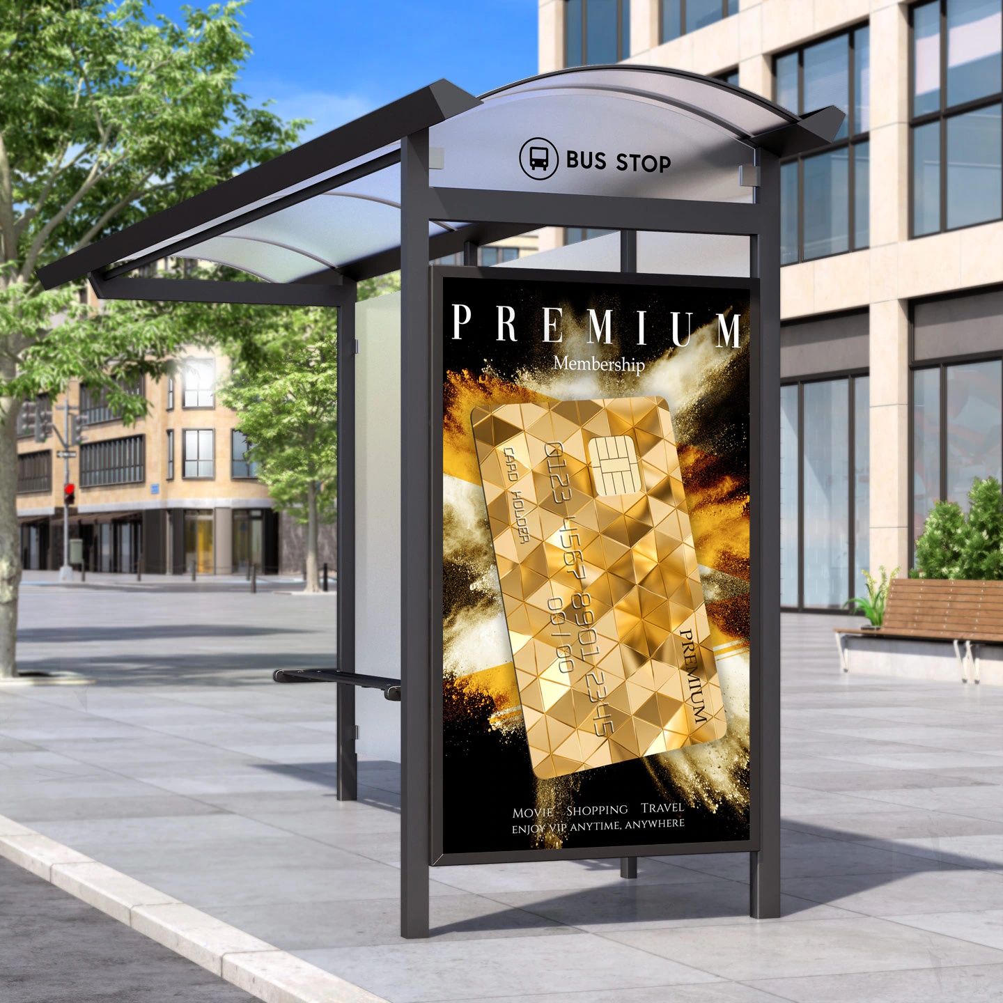 De Samsung OH75A 75" Outdoor 4K UHD High Brightness Display in een bushokje