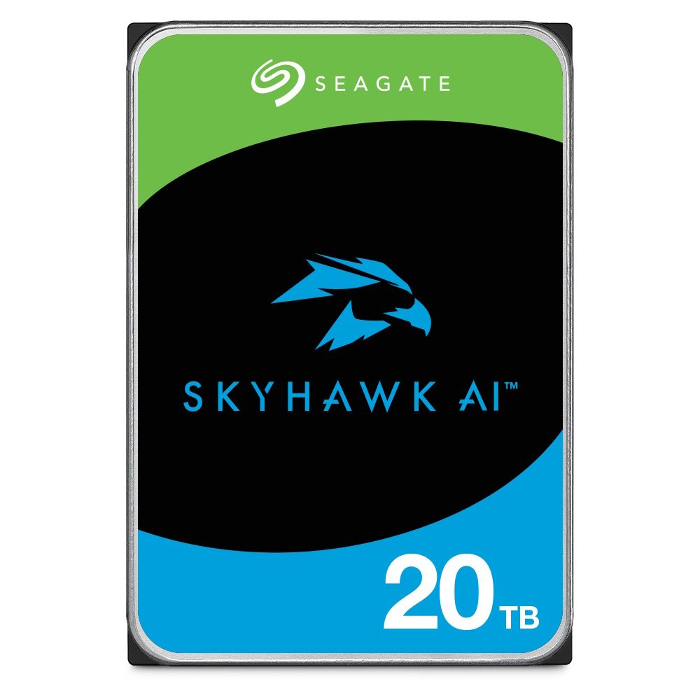 Voorkant van de Seagate SkyHawk AI 20TB HDD 3.5" SATA harde schijf (ST20000VE002)