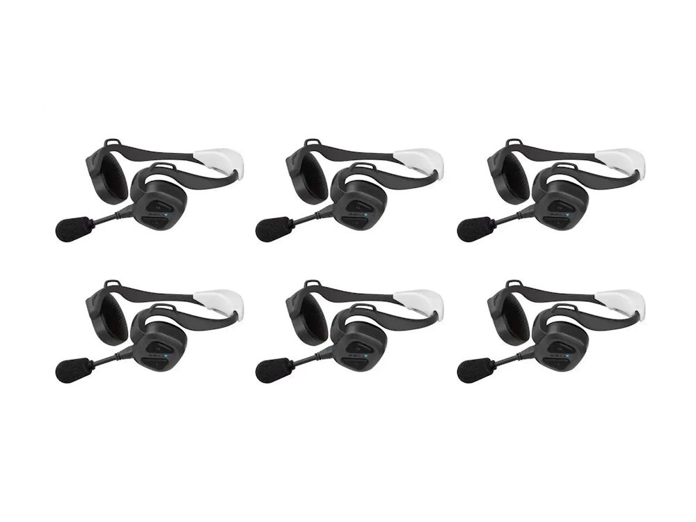 Zes Sena NAUTITALK BOSUN Mesh Intercom headsets voor zeilers met microfoon en markeerboei