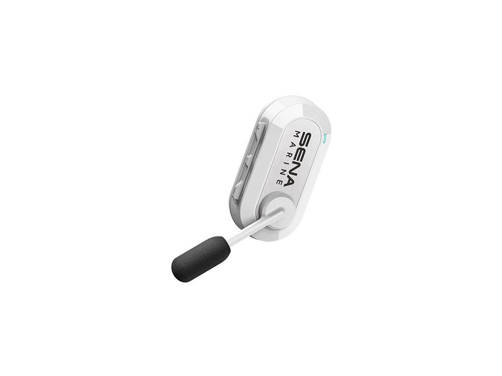 De Sena Nautitalk Crew headset voor communicatie op het water met uitgeklapte microfoon met microfoonkapje