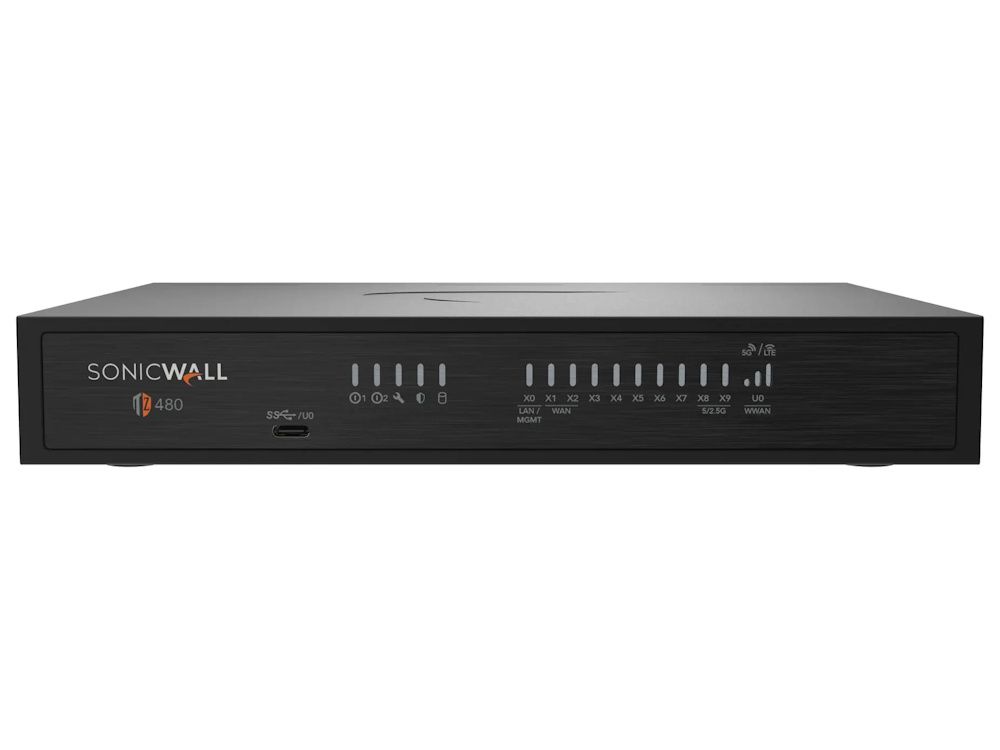 Voorkant van de SonicWall TZ480 firewall