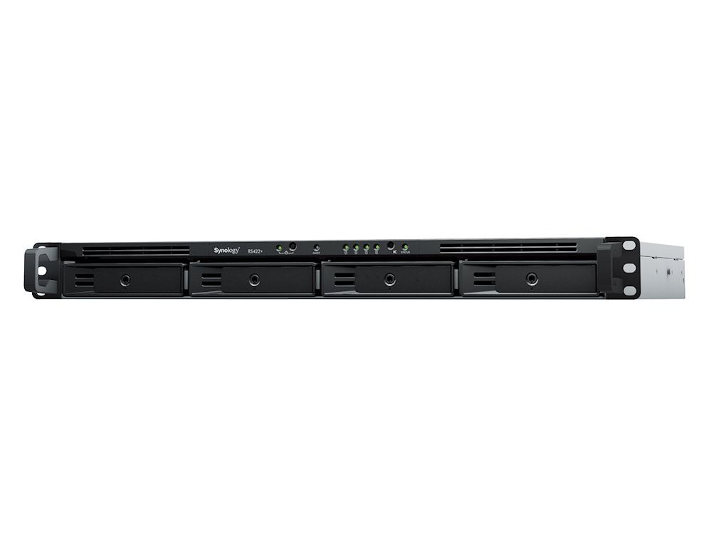 Voorkant en zijkant van de Synology Rackstation RS422+ 4-Bay NAS