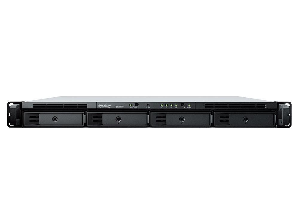 Voorkant van de Synology RackStation RS822RP+ 4-bay NAS voor gegevensbeheer met redundante voeding