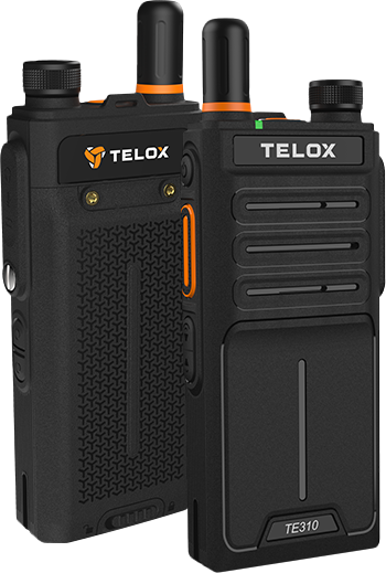 Voorkant en achterkant van de Telox TE310 4G LTE portofoon