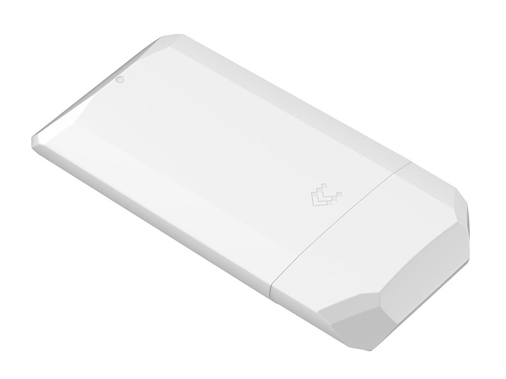 Linker zijkant en voorkant van de liggende Teltonika OTD140 outdoor 4G LTE router