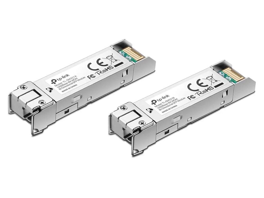De TP-Link TL-SM321A Singlemode Bi-Directional SFP Module (LC, 10km) en de TP-Link TL-SM321B Singlemode Bi-Directional SFP Module (LC, 10km)