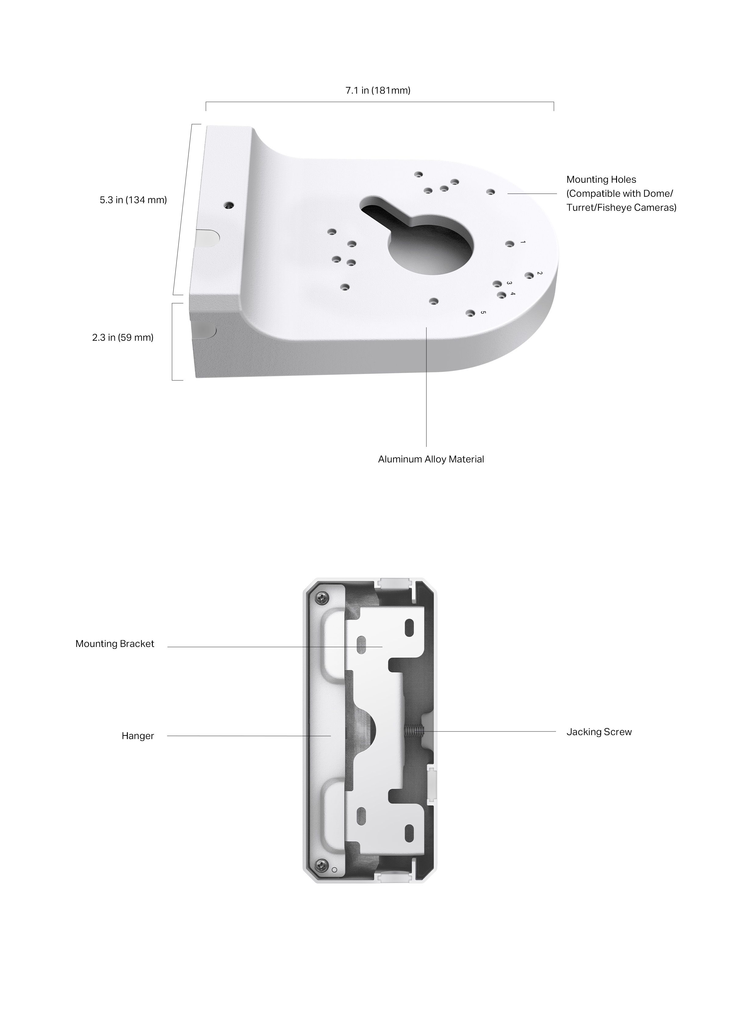 TP-Link VIGI VJB-240 Camera Junction Box specificaties en afmetingen