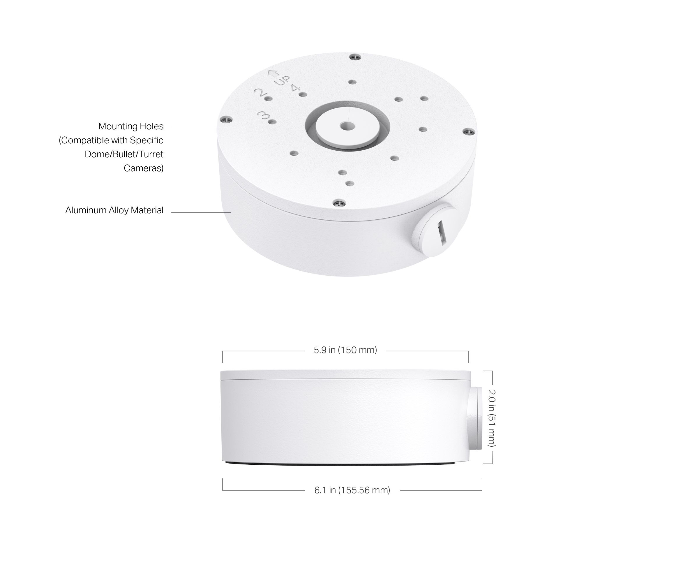 TP-Link VIGI VJB-305 Camera Junction Box specificaties en afmetingen