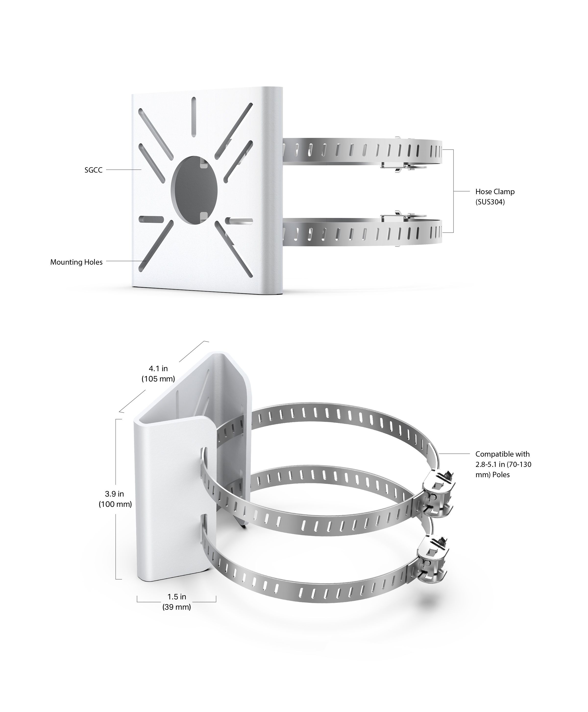 TP-Link VIGI VMB-350 Camera Paalmontage Beugel specificaties en afmetingen
