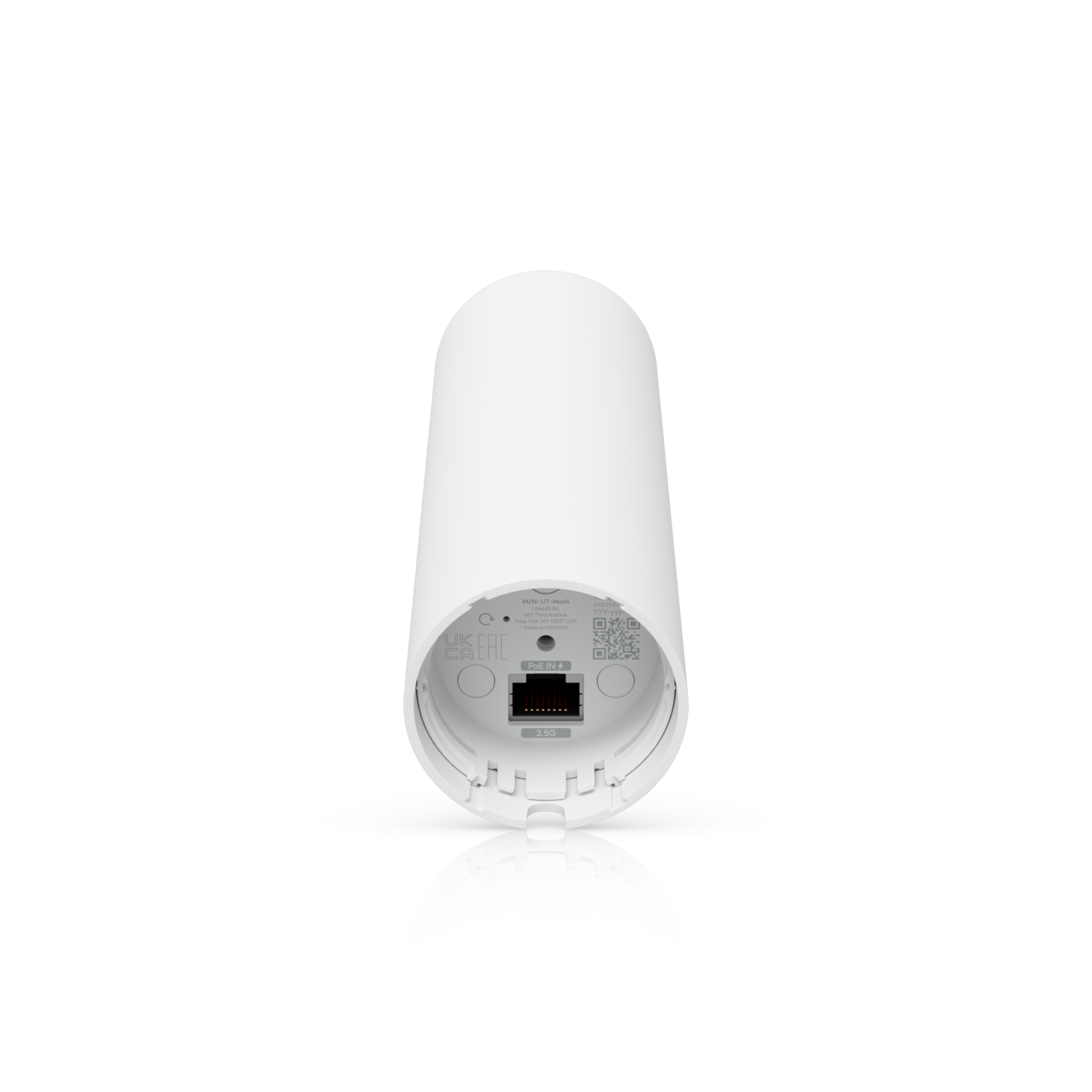 Zijkant en onderkant van het Ubiquiti UniFi 7 Mesh 2x2 WiFi 7 indoor/outdoor access point