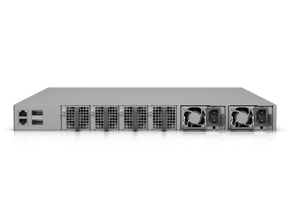 Ubiquiti Enterprise Campus 48S PoE achterkant, fans en stroomtoevoer