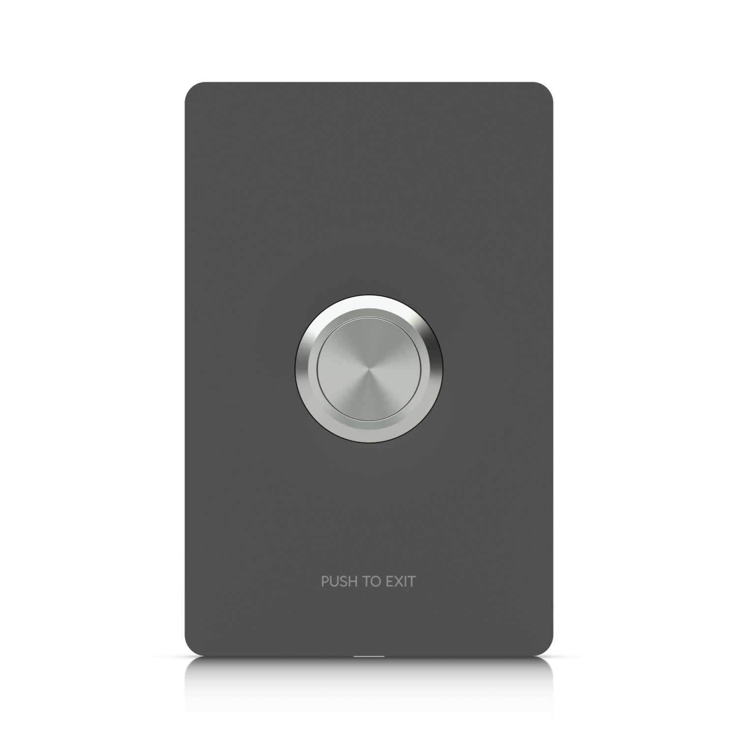 Voorkant van de Ubiquiti UniFi Access Button met zwarte frontplaat